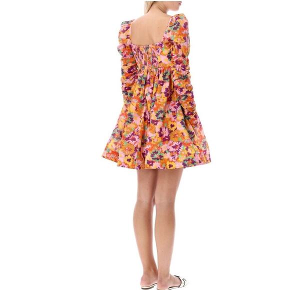 Zimmermann Violet Twist Front Mini Dress Mustard Multi Floral Orange Sz 4 - Picture 8 of 16